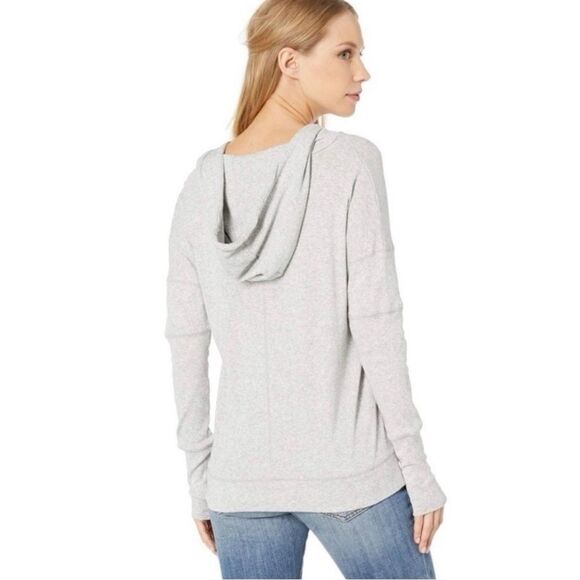 Chaser Gray Baby Rib Henley Hoodie Size S - Picture 3 of 13